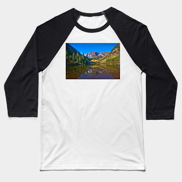 Maroon Bells. Autumn Baseball T-Shirt by valentina9